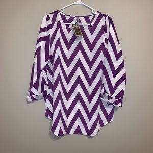 Purple Chevron blouse. NWT. Size XL
